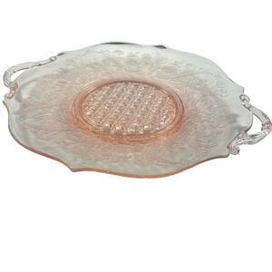 Hazel-Atlas Serving Tray Pink Florentine No 2 Poppy Depression Glass Vintage